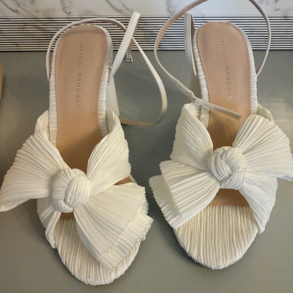 Loeffler Randall Women's Camellia Sandal, White, 7.5 Narrow